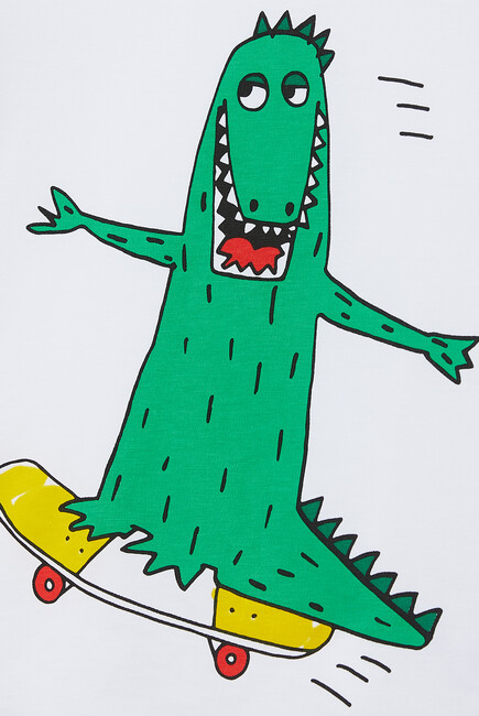 Skateboarding Crocodile Print T-Shirt